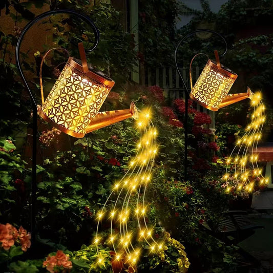 Solar Powered Flowing Water Kettle Light for Garden Decoration
