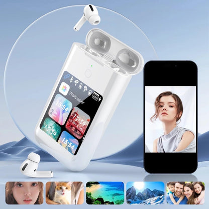 Bluetooth Headphones with Touch Screen and Powerbank ONLIKE - WHITE