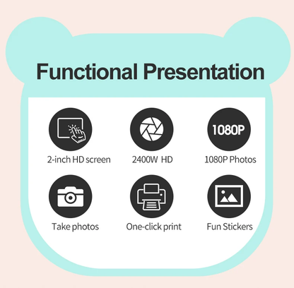 Pink Instant Print Camera for Kids