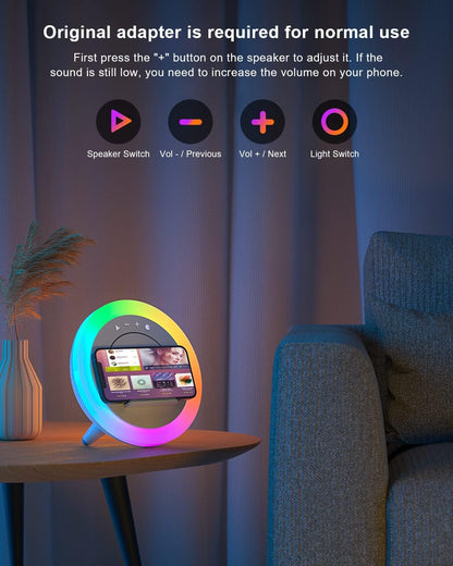 Bluetooth Speaker with Clock and Alarm, Wireless Charging