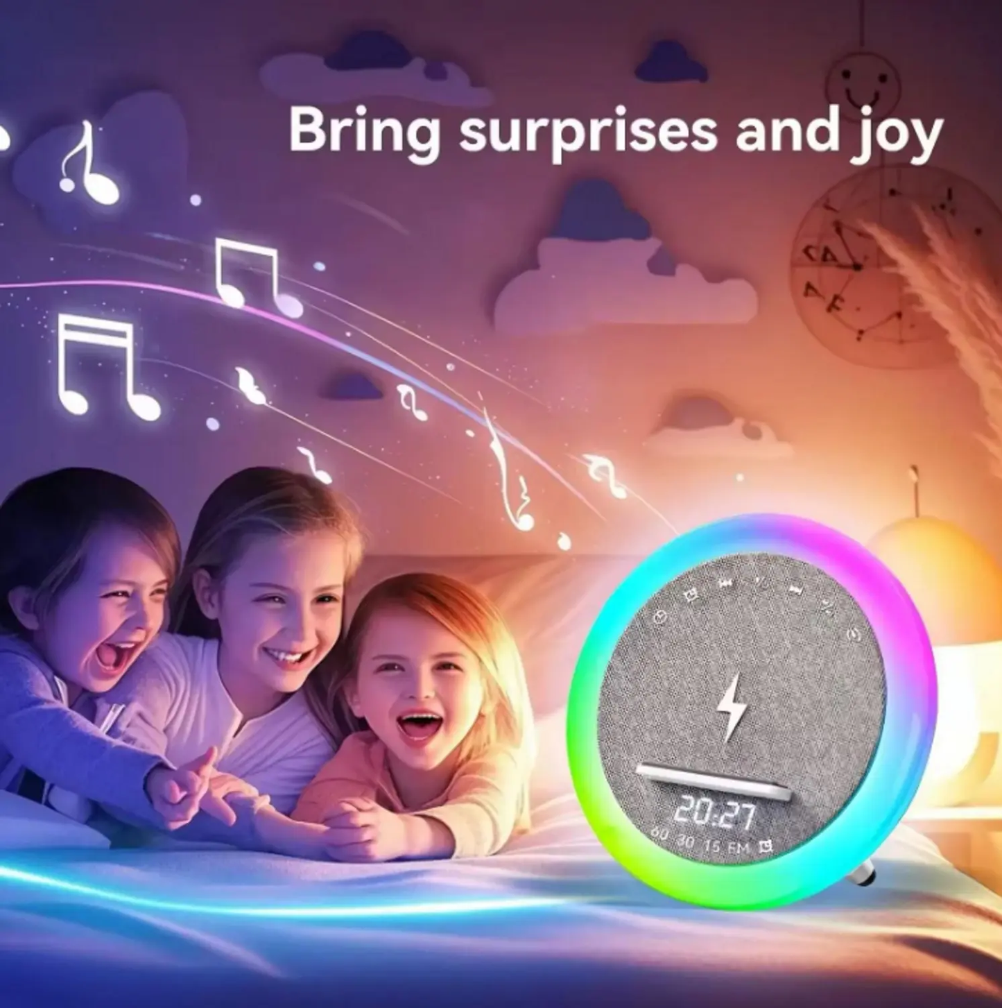 Bluetooth Speaker with Clock and Alarm, Wireless Charging