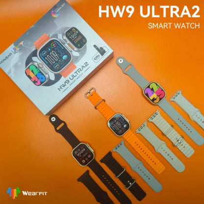 Smartwatch HW9 Ultra 2 with 3 bands + keychain - Black