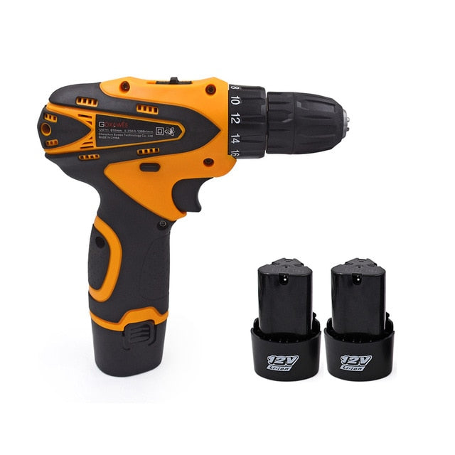 GOXAWEE 21V/12V/16.8V Electric Screwdriver Cordless With 2 Lithium Batteries Rechargeable Mini Drill 2-Speed Wireless Power Tool