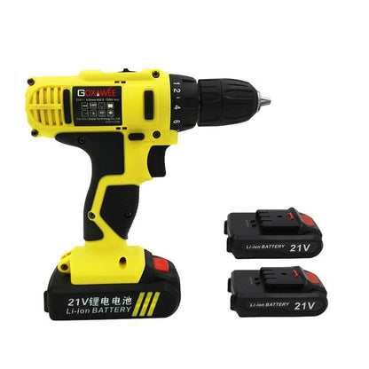 GOXAWEE 21V/12V/16.8V Electric Screwdriver Cordless With 2 Lithium Batteries Rechargeable Mini Drill 2-Speed Wireless Power Tool