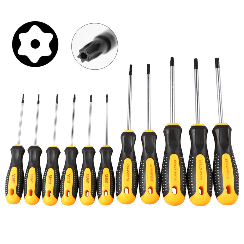 1Set Cr-V Torx Screwdriver Set with Hole Magnetic T5-T30 Screw Driver Set Kit for Telephone Repair Hand Tool Set